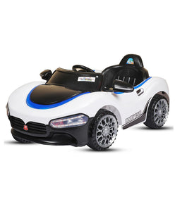 11CART White Battery-Operated Ride on Remote Control Kids Electric Car